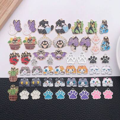1pack Enamel Cat Charms Alloy Enamel Pendants Cute Animal Pendants Lovely Cute Kitty Charm For Bracelet DIY Necklace Earrings Keychain Dangle Craft Jewelry Making