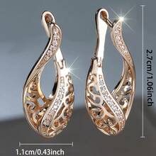 Orecchini a cerchio eleganti in stile bohémien da donna - orecchini con design floreale traforato in oro, gioielli per matrimoni e feste, regalo per anniversario o compleanno - delicati per occasioni quotidiane e formali, orecchini carini, gioielli per occasioni speciali, lavorazione traforata raffinata - Multicolore - Visualizzare 4