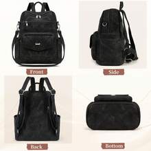 NEWHEY Fashion Small Backpack Anti-Theft Leather Backpack Unisex For Men And Women 13.3-Inch Laptop Backpack Waterproof Casual Travel Convertible Shoulder Bag Black/Brown - Multicolor - View 8