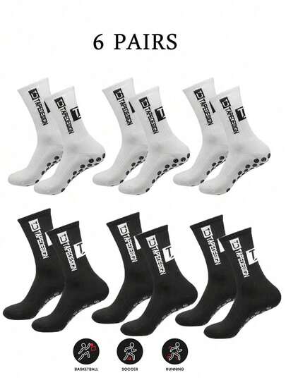 1/4/8 Pairs Men's Anti-Slip Soccer Socks With Non-Slip Pads, Suitable For Sports Like Football, Basketball, Etc.