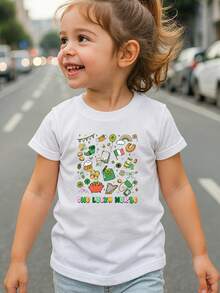 Camiseta infantil de cuello redondo 100 % algodón con iconos irlandeses de dibujos animados para el Día de San Patricio. Camiseta blanca de manga corta con divertidos elementos del Día de San Patricio. Regalo para enfermera de la UCI pediátrica. Camiseta de San Patricio con colores cómodos. Largo regular. Camiseta con lazo de trébol de la suerte. Camiseta verde de enfermera con trébol. Camiseta con estampado artístico "One Lucky Nurse". Camiseta de trébol. Camiseta infantil del Día de San Patricio. Ropa irlandesa de la suerte. Camiseta unisex de manga corta. Ropa suave y transpirable para niña/niño. Ropa para adolescentes. Material cómodo. Ajuste cómodo. Material suave. - Blanco - Ver 1