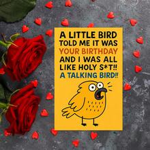 Funny Humorous Birthday Greeting Card | 1pc Talking Bird Design With Quote "A Little Bird Told Me It Was Your Birthday", Perfect For Friends, Family & Adult Celebrations, Unique Playful Wishes - Sets - View 4