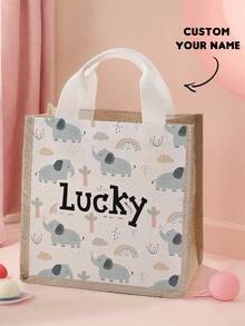 1 buah Tas Tangan Kecil Motif Panda & Gajah Kartun dengan Nama Kustom, Dapat Disesuaikan Sesuai Desain Unik Anda, Sempurna untuk Anak-anak, Cetak Nama Anda Sendiri atau Nama Saudara Perempuan dan Teman Sekelas sebagai Hadiah - MultiWarna - View 7