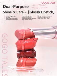 GOGO TALES Son môi dạng thỏi dưỡng ẩm màu hồng nhạt Sweet Pink Ballet, lên màu chuẩn nhưng không bết dính, giữ ẩm lâu trôi, bóng như gương, phù hợp cho trang điểm tự nhiên hàng ngày và thế hệ Gen Z. - #G03 Màu hồng vải - Xem 3