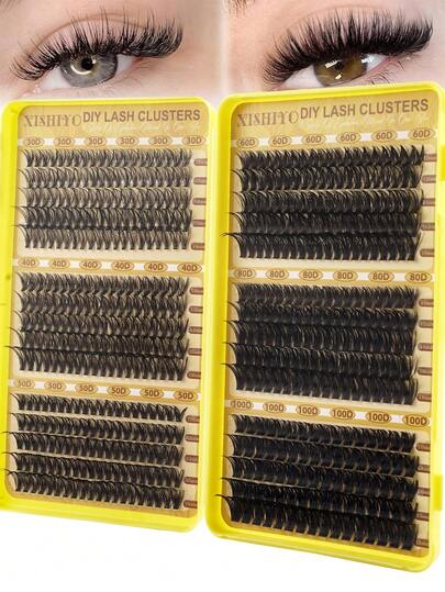 570/530pcs D-Curl Eyelash Cluster, High Capacity DIY Eyelash Extension Kit, Suitable For Beginners, Long-Lasting And Durable, Mixed Single Lash Styles, DIY Lash Clusters, Create Charming Eyes Easily At Home, Essential Makeup, Large Capacity Eyelash Set, Suitable For Cosplay, Wedding, Gala, Stage Makeup, Etc.
