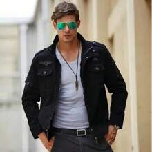 Chaquetas Estilo Militar Con Cremallera Para Hombre - A - Ver 2