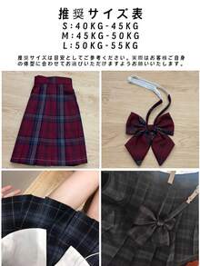 JK三点セット長袖シャツ+蝶ネクタイ+プリーツスカート制服セット女子高生制服チェック柄レディースセットアップ学園風cosplay卒業式入学式コスプレ日系春夏新作セーラー服キュート甘いスカートボタンカーディガンアンダーウェア学生 - ブラック - チェックする 4