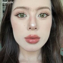 FRESH LADY Freshlady 1 Pair Yearly Disposable 14.20mm Green Soft Cosmetic Contacts, Soft, Breathable, For Daily Makeup - Yearly Disposable - View 5