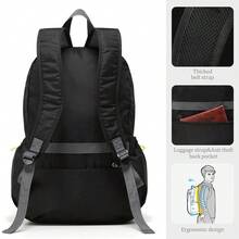 Lightweight Packable Travel Backpack, 30L Black Daypack HiFKing Backpack For Women Men, Waterproof And Foldable, Travel Backpack Carry On Flight Approved - Black - 查看 6