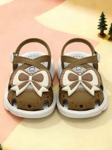 Sandalias para niñas, nuevas sandalias de princesa para verano, zapatos de playa con suela blanda y lazo para niñas pequeñas - Caqui - Ver 2