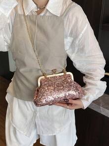 优雅时尚，精致亮片复古风女包。2026新款，优雅奢华的出行手提包。 - 粉色 - 查看 5