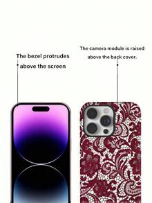 Fashion Phone Case - Lace Pattern Phone Case Compatible With Apple 11, 15, 14, 13, 16PM, 17 Series | Typesetting Phone Case Aesthetic Phone Case | Street Style Phone Case | Shock-Proof Protection | Gift For Young Girls - Multicolor - View 4