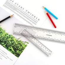 2pcs 6 Inch/12 Inch Clear Ruler With Inch And Centimeter Measurement Scale, Suitable For Scrapbooking, Students, Office And Home Use - TT519+TT620 - View 9
