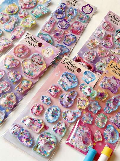 POKOJA LAND 3D Animated Shaking Stickers, Water-Filled Non-Adhesive Stickers, Decorative Stickers For Scrapbooking, Small Gifts, Rewards, Shaking Stickers, Decorative Small Gifts