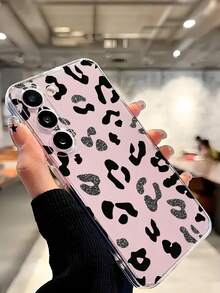 1pc Creative Black & Silver Leopard Print Soft Phone Case, Compatible With Huawei, Honor, Galaxy, Phones,International Version, Not The Domestic Version - Clear - View 7
