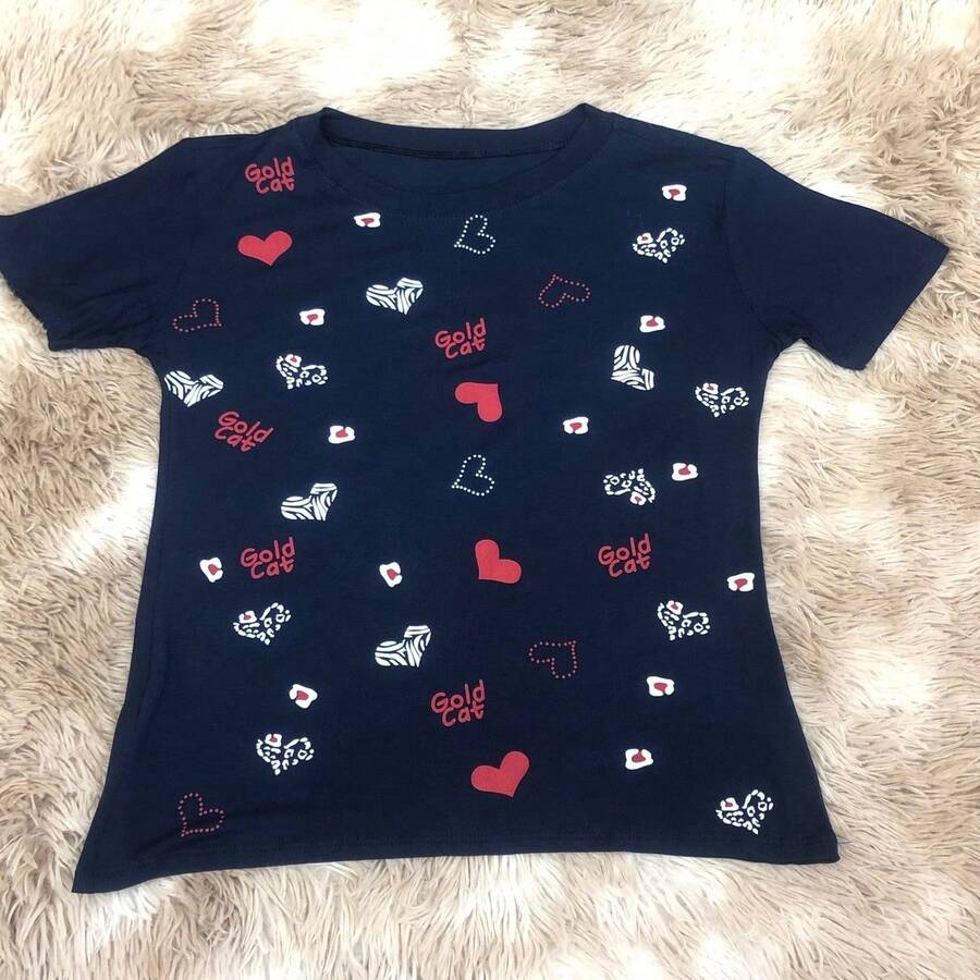Women's Baby Look Gold Cat New Release - 藏蓝色 - 查看 1