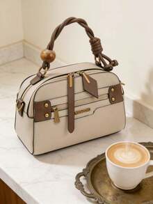 Boston Tote Pillow Bag, New Style, Super Soft, Large Capacity, Crossbody, Women's Bag - 米色 - 查看 3