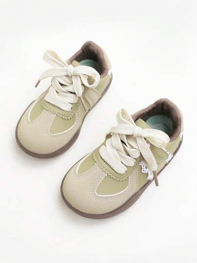 Ruffled Wave Solid Color Children's Flat Sports Shoes, Comfortable And Durable