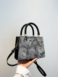 新款中国风高品质单肩包,通勤斜挎包,小众复古风小方包,女士 - 黑色 - 查看 6