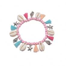 1 pieza Tobillera con estilo bohemio de concha metálica y borla con estrella de mar, adecuada para uso diario - Multicolor - Ver 5