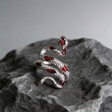 蛇形时尚戒指，简约优雅釉面，女士时尚配饰，百搭饰品 - 戒指 - 查看 7