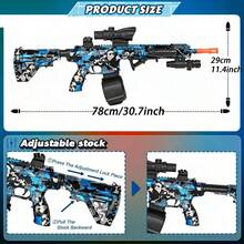 Electric Gel Ball Blaster With Manual And Electric Dual Mode, Includes Goggles, Drum, Holographic Sight, And Tactical Flashlight, Suitable For Backyard Fun And Outdoor Team Shooting Games. - Blue - View 3