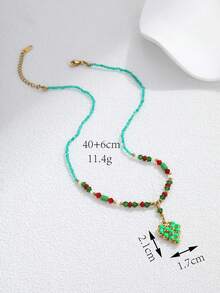 1pc Stainless Steel Colorful Grape Pendant Necklace Set, Handmade Beaded Jewelry Suitable For Women Wear Or Gift - Multicolor - View 2