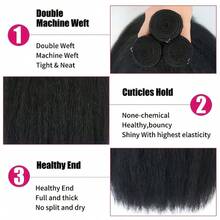 BINF 12A Brazilian Human Hair, 8-30 Inches, Curly Straight, 3 Bundles, 100% Untreated, Raw, Virgin Yaki Hair, Straight, Double Woven, Large Quantity, Braiding Hair For Women, Everyday Wear, Party, Holidays, Braided Hairstyles, Wedding - Natural Black - 查看 8