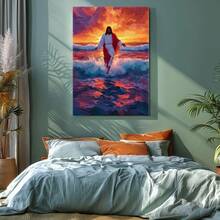 1pc Framed Wall Art, Wrapped Canvas Poster Vintage Prints, Easter Day Thanksgiving, Religious Figure, Water Scene, Dramatic Sky - Van Gogh, Impressionism, Expressionism, Bold Brushstrokes Style, Perfect Gift Decor, Wall Art for Living Room Bedroom Office, Hanging Hardware Included - Wrapped Framed Canvas, Vertical - Lienzo enmarcado - Ver 7