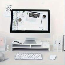 Computer Desktop Monitor Stand Laptop TV Display Screen Riser Shelf White, 49*21*11cm - White - View 7