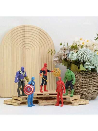  Conjunto de 5 bonecos ultrafinos do Homem-Aranha, Vingadores e Thanos da Marvel - A escolha perfeita para presentear, Série de Super-Heróis, Gráficos de alta qualidade, Design compacto, Bonecos finos, Colecionáveis, Personagens colecionáveis, Entusiastas de Quadrinhos (Estilo Estocástico)