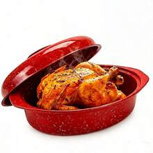 A Single Piece, A Covered Baking Pan, An Enamel Dish With A Granite Bowl, A Turkey Pot, Serving Bowls, Serving Utensils, Perfect For Roasting Turkey, Bread, Beef, And Vegetables, Oven Baking Tray, Oval Shape - 查看 2