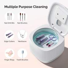 2-In-1 Ultrasonic Cleaner Machine For Nail Tools, Jewelry, Rings, Watch Strap With UV Sterilization, 48KHz, 6oz SUS304 Stainless Steel Tank Nail Tool Sterilizer For Nail Bit, Nail Brush And Nail Cutter - White - View 5