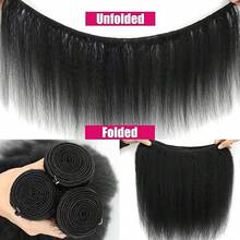 BINF 12A Brazilian Human Hair, 8-30 Inches, Curly Straight, 3 Bundles, 100% Untreated, Raw, Virgin Yaki Hair, Straight, Double Woven, Large Quantity, Braiding Hair For Women, Everyday Wear, Party, Holidays, Braided Hairstyles, Wedding - Natural Black - 查看 9