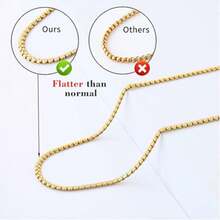 14k Gold Plated/Black Stainless Steel Flat Box Chain Necklace, 3.0mm Chain Diameter, Unisex, Length 51cm-56cm - Multicolor - View 6