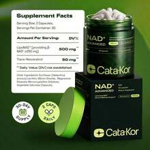 Cata-Kor NAD+ Supplement & Ca-AKG Complex - Liposomal NAD+ Supplement With Resveratrol (60 Capsules) & Ca-AKG, MSM, Hyaluronic Acid & Biotin Beauty Complex (90 Capsules) – Third-Party Tested - 放 - 查看 4