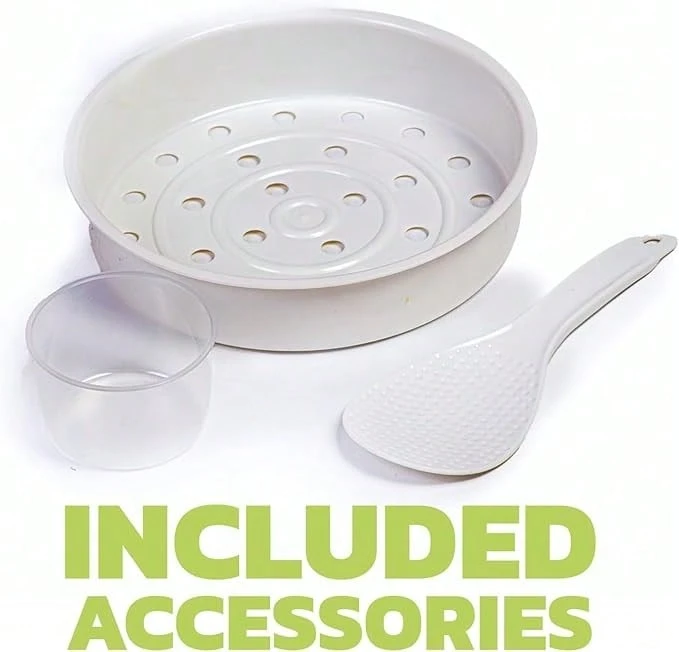 M4Y Rice And Vegetable Steamer Set With 160ml Measuring Cup And Spatula, White Plastic Kitchen Steaming Tray With Drainage Holes - White - View 1
