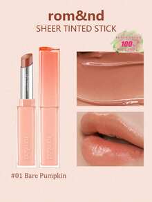 Rom&nd Romand 透明润色唇膏 #01 裸南瓜色，滋润保湿，自然色泽，持久显色，高饱和度，柔滑质地，不晕染，不粘腻，滋养双唇，色彩鲜艳，韩式彩妆，2克/0.07盎司 - #01 BARE PUMPKIN - 查看 2