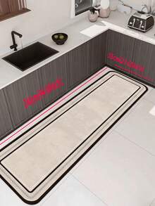 1pc Silicone Kitchen Mat In Luxury Style With Line Blocks & Gradient Pattern. Cushioned, Anti-Fatigue, Water Absorbent, Quick Drying, Non-Slip Mats Suitable For Kitchen, Bathroom, Entrance, Laundry Room Etc. ,Room Decor - Multicolor - View 18