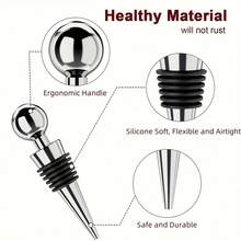 Vacuum Bottle Stopper With Silicone Reusable Wine Bottle Cap, Leak-Proof And Fresh-Keeping, Compliant, Wine Preservation, Leakproof Cap, Simple Stopper, Airtight Seal Silicone Cap, Vacuum Seal, Airtight Bottle Cap, Wine Lovers, Party Hosts - Silver - View 7