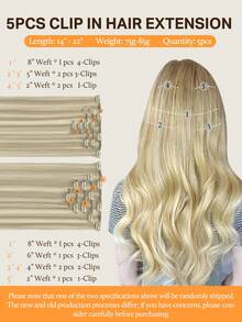 DOORES 5片装无缝直发夹式接发片，真人发丝，自然柔软，灰金色挑染，铂金色，73-85克，100%巴西雷米真人发，适合头发稀疏的男女使用，双层夹式接发片，可打造全头造型，日常佩戴方便隐形，适合冬季、圣诞节、角色扮演、校园和约会之夜等场合。 - S17A/60A - 查看 4