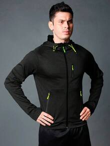 Shendy Vendy Men's Sweatshirt With Sports Hood With Zipper Hoodie - Black and White - View 3