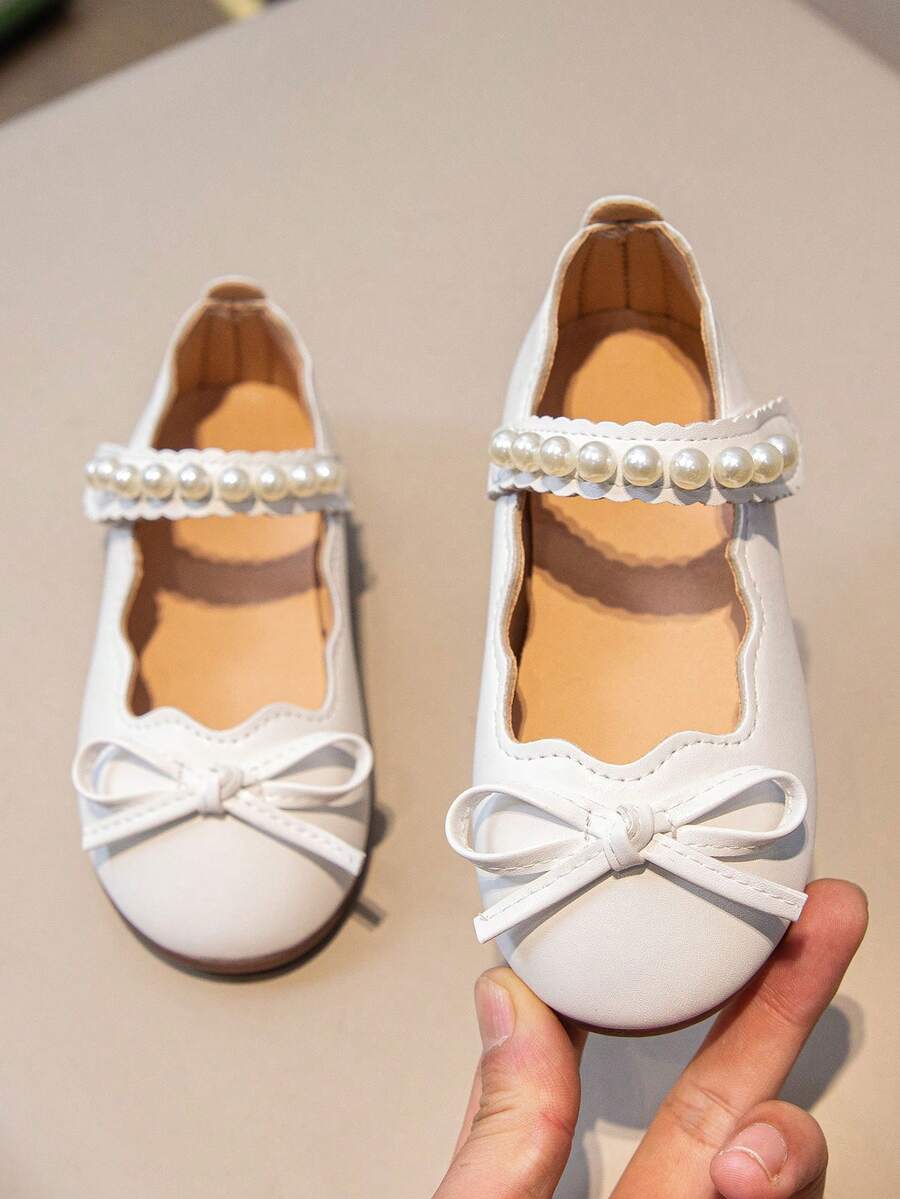 Girls' Leather Flats, Spring/Autumn Princess Shoes For Little Girls - White - View 1