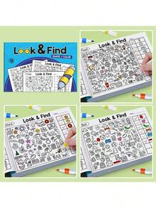 互动式隐藏图画书，趣味寻宝绘画活动书，引人入胜的捉迷藏主题页面 - 彩色 - 查看 1