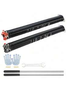 Garage Door Torsion Springs Pair Of 0.218 X 2 X 24inch Garage Door Springs With Non-Slip Winding Bars 16000 Cycles Gloves And Mounting Wrench Electrophoresis Coated For Replacement - Black - View 8
