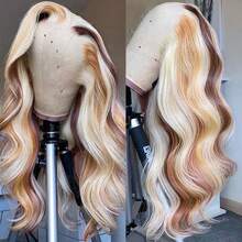 Blonde Highlight Lace Front Wigs Human Hair Body Wave 13X4 Hd Lace Frontal Wigs Human Hair Honey Blonde Colored Water Wave Glueless Wigs Human Hair For Women Cosplay Wig - 強調 - 查看 6