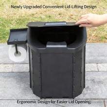 Cepasei Camping Toilet, Portable Toilet For Adults, Portable Travel Folding Toilet With Lid And Paper Holder, Compact Potty For Car, Camp Toilet Portable Toilet For Camping, Hiking,Truck, RV, Beach - Black - View 6