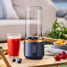 1个400毫升无线便携式电动榨汁搅拌机，包含6个榨汁刀片和2个杯子，多功能榨汁搅拌机，适用于蔬菜、水果和奶昔，适合家庭厨房、户外团队建设和野餐榨汁。 - 彩色 - 查看 10