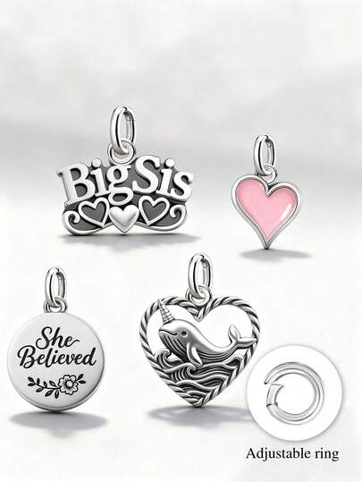 1颗姐妹吊坠珠子，可用于DIY手链、项链、手镯，精美礼品，可用于DIY珠宝制作，送给女性和女孩的礼物