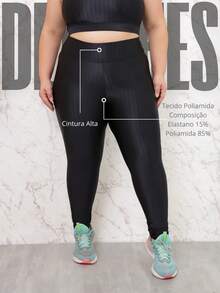 Calça Legging Texturizada 3D Cintura Alta em Poliamida com Elastano Academia - Preto - Visão 2